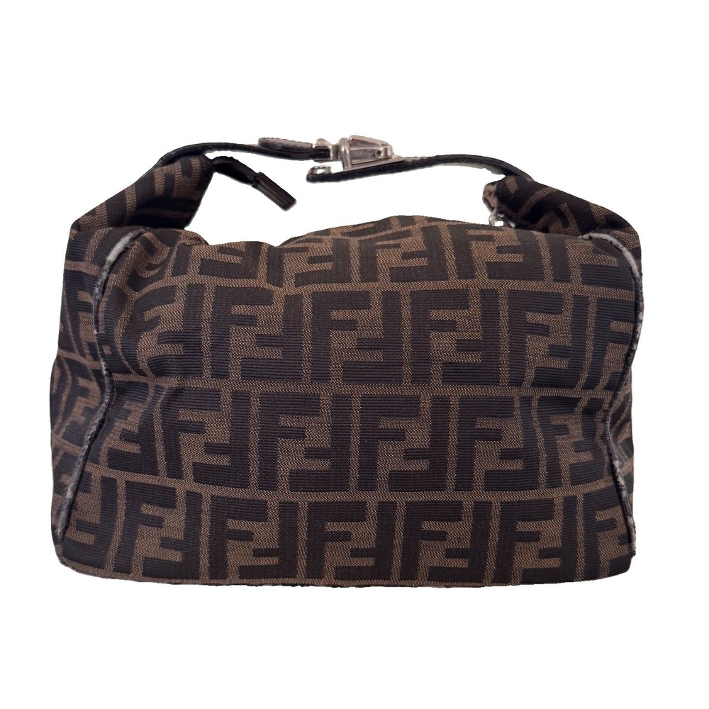 FENDI Zucca Canvas Vanity Pouch Black Brown Authentic